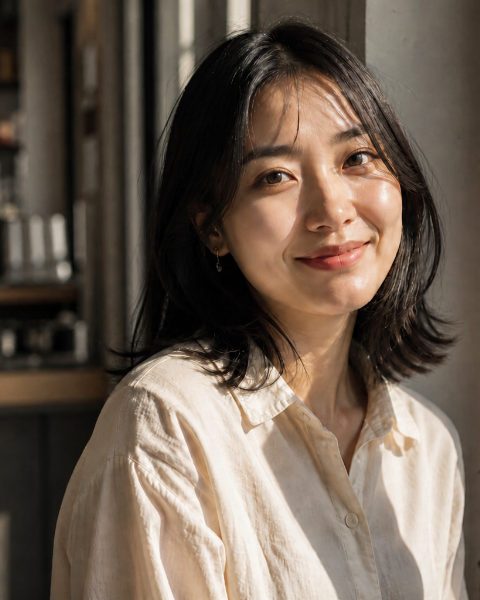 Quiet Portraits 展样片：窗边柔光下的女性人像，暖灰低对比